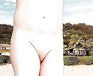 Torrid Fag Ash-blonde Model In The Public Beach Super-sexy Naked Dancing Immense Donk Butt Teenager Crossdresser